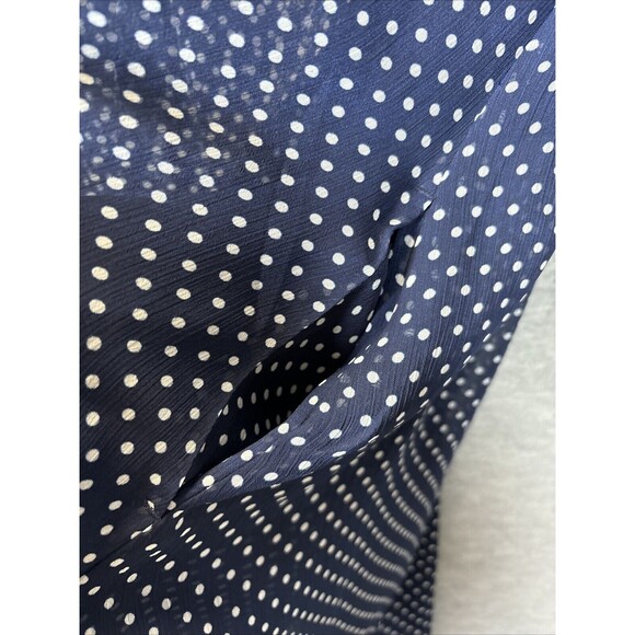 Anthropologie Dress 11 1 Tylho Isla‎ Polka Dot Floral Navy Sheer Tie Neck Mod - Picture 12 of 13